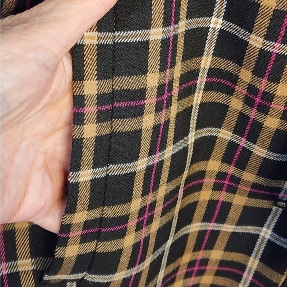 CeCe Plaid Blazer Jacket Black Tan Pink Rhinestone Button Front Women's Large‎ - Picture 4 of 12